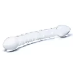 Double Headed With Dots And Spiral Ribbed Glass Dildo