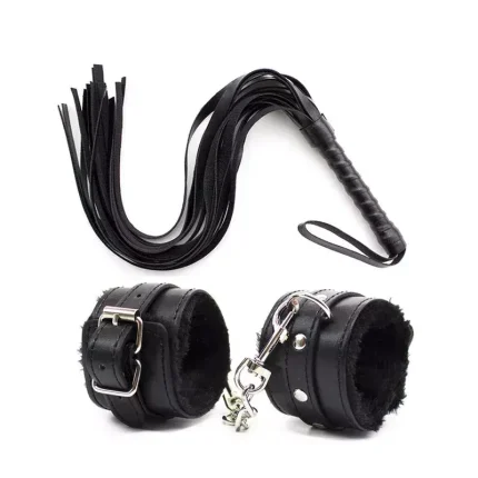 Hand Cuff Lock and Flogger Sex Toy for Couples roleplay set