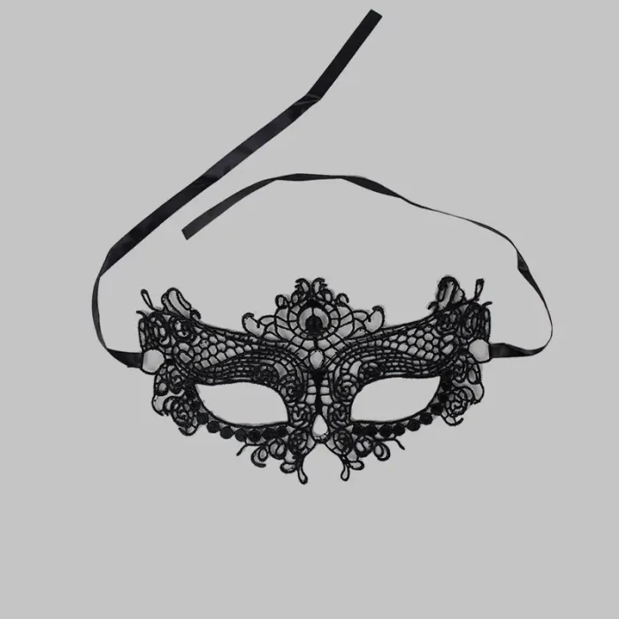 Women Black Lace Eye Mask soft breathable fabric adjustable strap elegant sleep mask