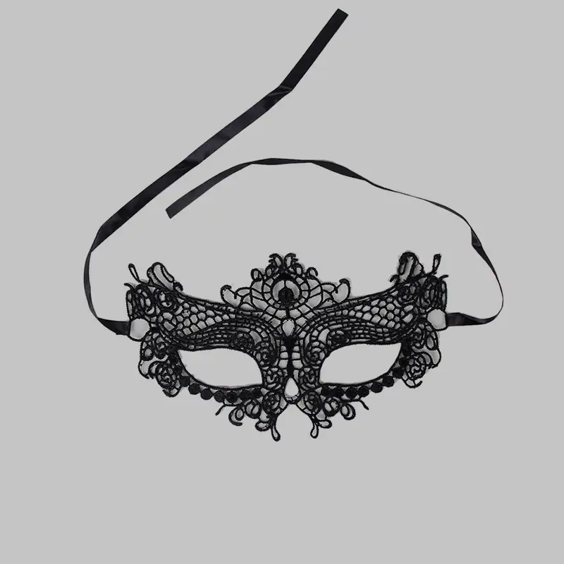 Women Black Lace Eye Mask soft breathable fabric adjustable strap elegant sleep mask