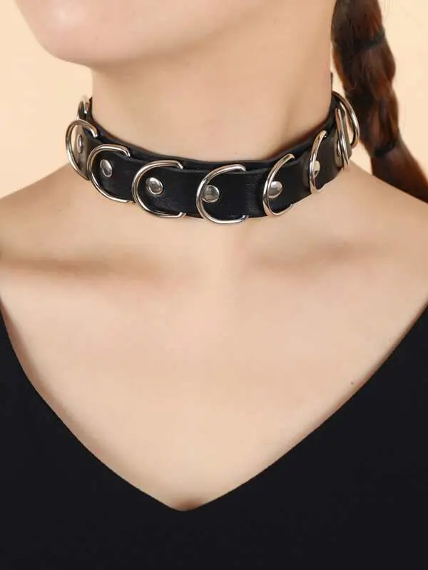 Metal Buckle Choker for Women | Stylish Adjustable Fashion Necklace