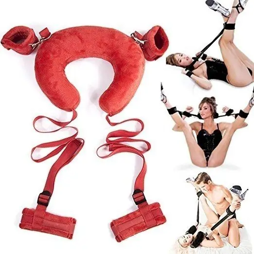 Sex Position Pillow With Wrist & Ankle Restraint Cuffs for Couples