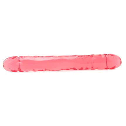 Crystal Jellies 15 Inch Double Dong in Pink with flexible jelly design