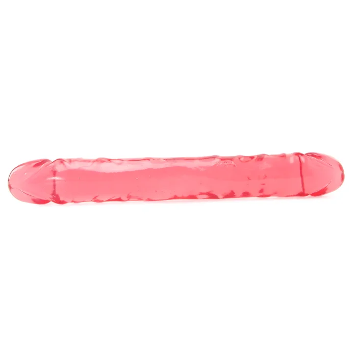Crystal Jellies 15 Inch Double Dong in Pink with flexible jelly design