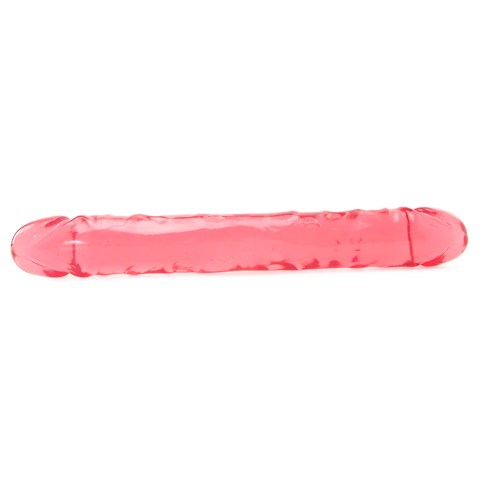 Crystal Jellies 15 Inch Double Dong in Pink with flexible jelly design