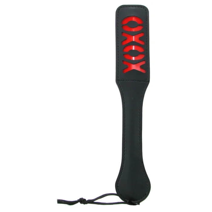 XOXO Paddle in Black and Red for couple roleplay and sensation play