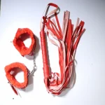 Red Faux Leather Handcuffs Hunter Combo