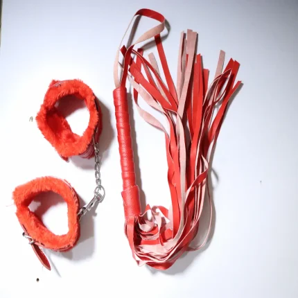 Red Faux Leather Handcuffs Hunter Combo