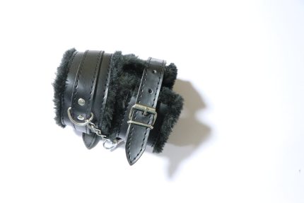 Black Faux Leather Handcuffs
