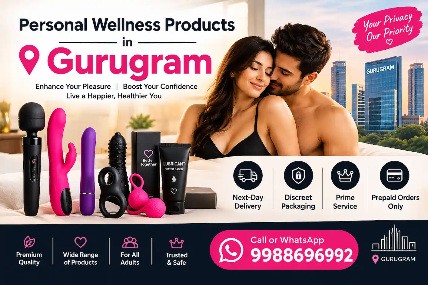 Personal Wellness Products in Gurugram | Next-Day Discreet Delivery & Prime Service (Prepaid Orders Only)